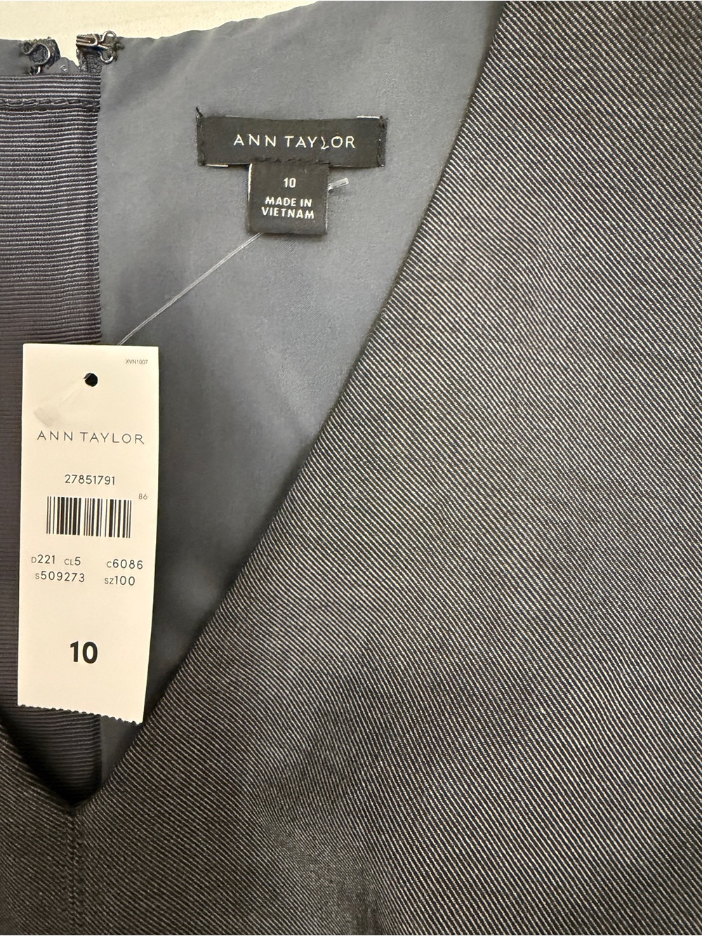 Ann Taylor Dark Charcoal V-Neck Sheath Dress - Picture 5 of 9